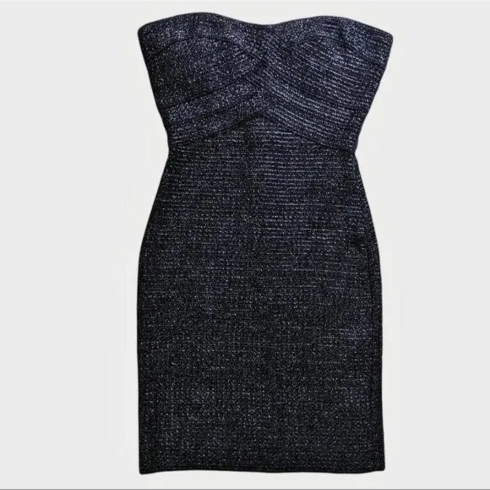 WOW Couture Strapless Shiny Black Strapless Bodycon Dress - Size Small 🖤